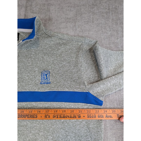 Footjoy Sweater Mens XL Gray Blue Quarter Zip Knit Pullover Performance Ribbed - Picture 4 of 7
